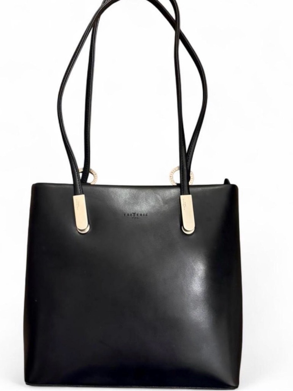 NWOT Frederic T Paris convertible black leather bag with silver hardware